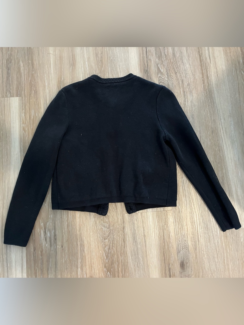 J Crew Lady Sweater Jacket Black Gold Size Medium - Picture 5 of 6